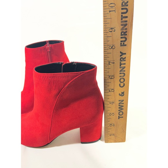 INC International Concepts Women Red Suede Ankle Boots Block Heel Dress Sz 6.5 - Picture 11 of 11
